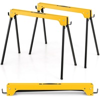 Costway 2x Folding Sawhorse Heavy Duty Metal Cutting Workbench Set Saw Horse Trestle Stand 600kg