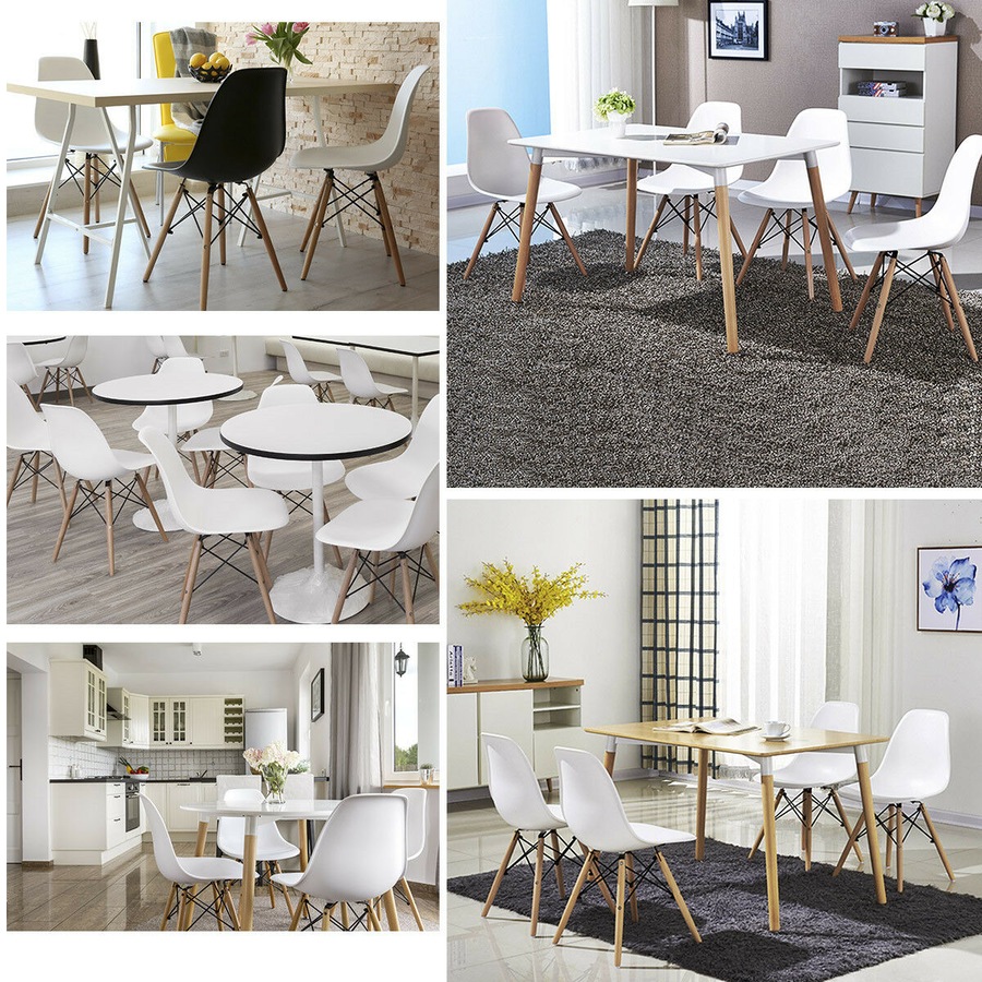 Costway 2x Retro Replica Eames DSW Dining Chair Wood Side Chair Home Cafe Living