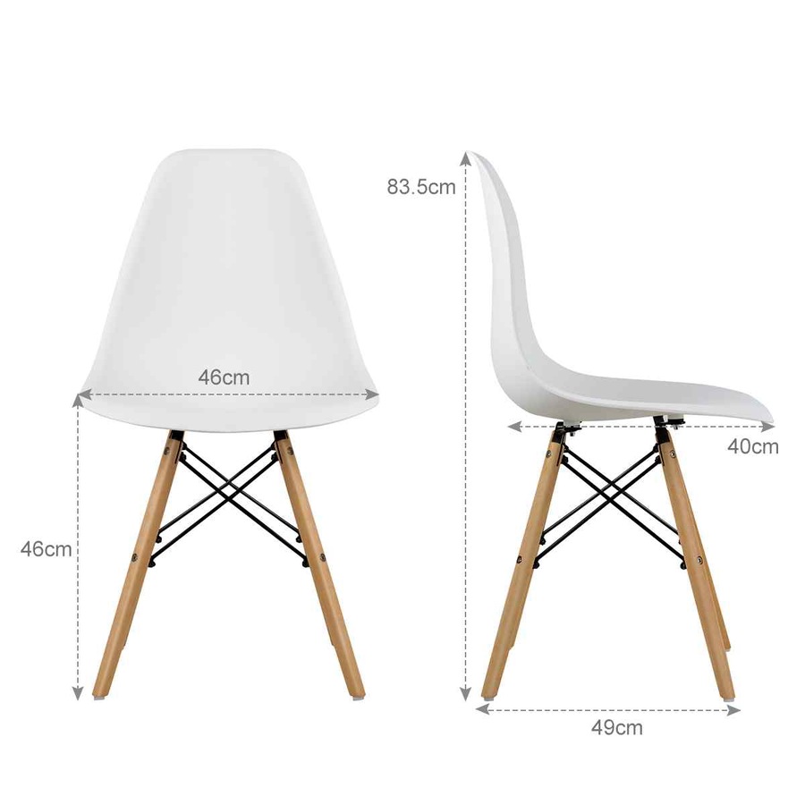 Costway 2x Retro Replica Eames DSW Dining Chair Wood Side Chair Home Cafe Living