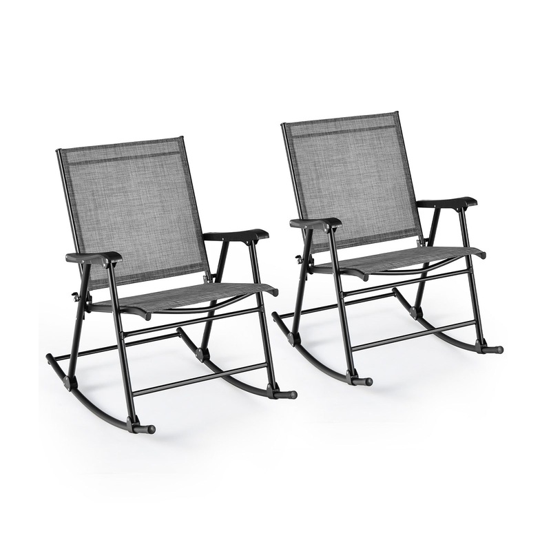 Buy Costway 2x Folding Rocking Chair Metal Frame Patio Rockers Outdoor