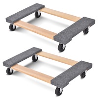Costway 2x Wood Furniture Dolly Heavy Stuff Mover Moving Carrier 450kg Load