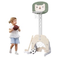 Costway 3-in-1 Basketball Hoop Set Indoor Outdoor Adjustable Sports Activity Center w/Balls Green