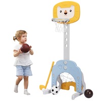 Costway 3-in-1 Basketball Hoop Set Indoor Outdoor Adjustable Sports Activity Center w/Balls Yellow