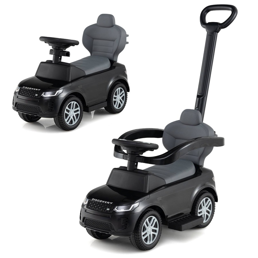 Costway 3-in-1 Push Car Ride on Toy w/Removable Handle & Guardrail Foot to Floor Sliding Car Black
