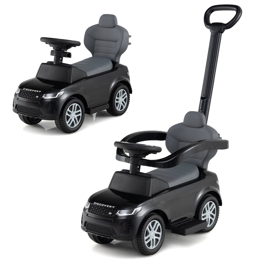 Costway 3-in-1 Push Car Ride on Toy w/Removable Handle & Guardrail Foot to Floor Sliding Car Black