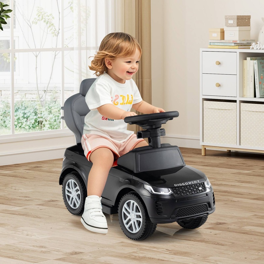 Costway 3-in-1 Push Car Ride on Toy w/Removable Handle & Guardrail Foot to Floor Sliding Car Black