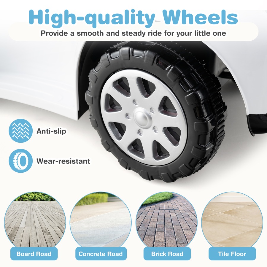 Costway 3 in 1 Ride on Push Car Stroller Sliding Walking Car w/Canopy/Music Electric Car Toy White