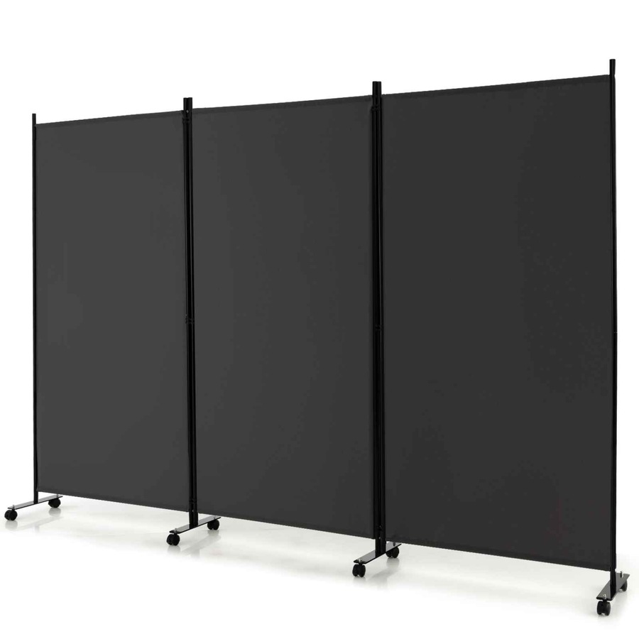 Costway 3 Panel Room Divider 1.8x2.6M Folding Privacy Screen Mobile Wall Partition Stand Home Office Large Grey