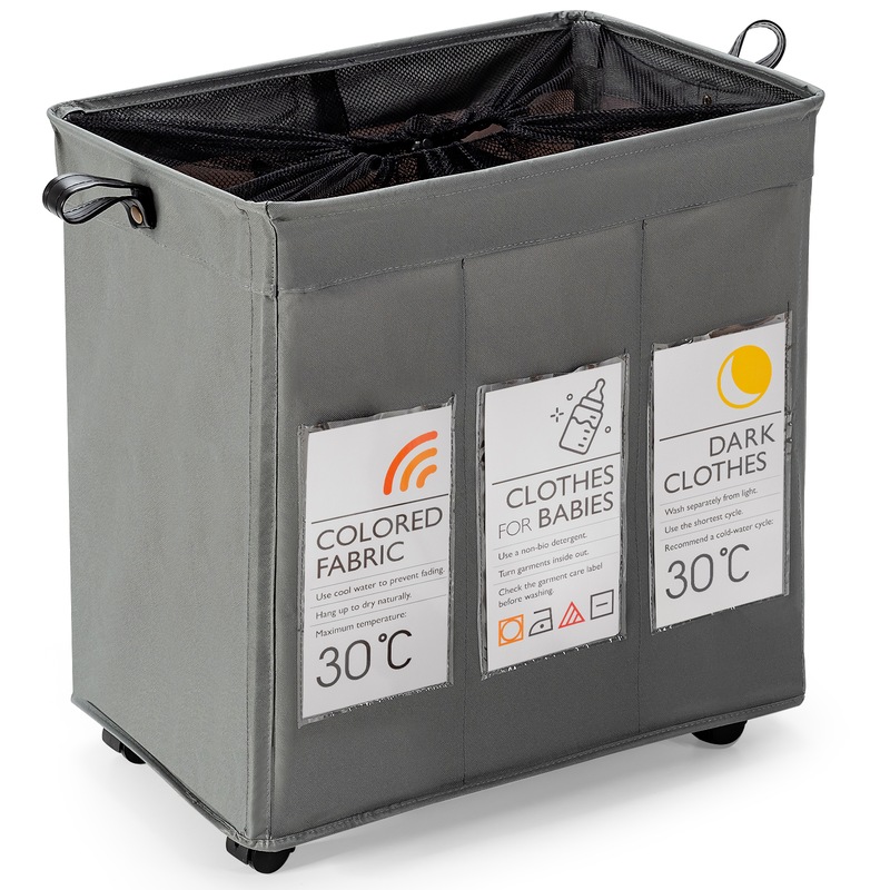 Buy Costway 3Section Laundry Sorter Hamper Folding Washing Basket Trolley Dirty Clothes Storage