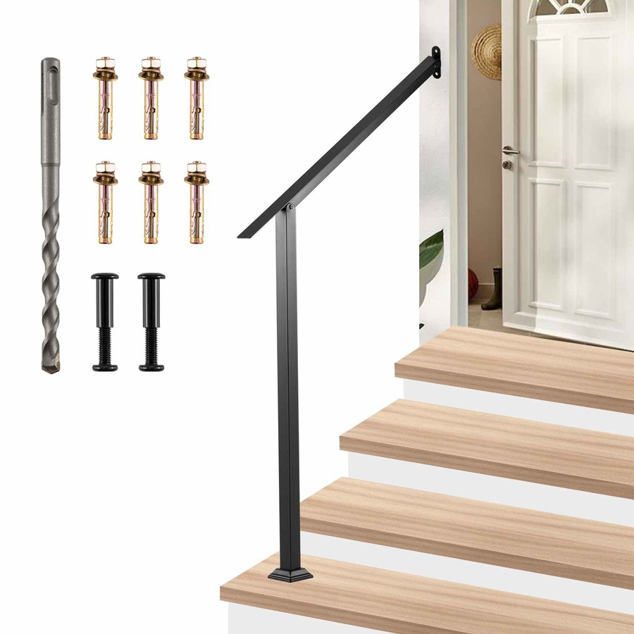 Buy Costway 3 Step Handrail Wall Mount Stair Hand Rail Adjustable ...