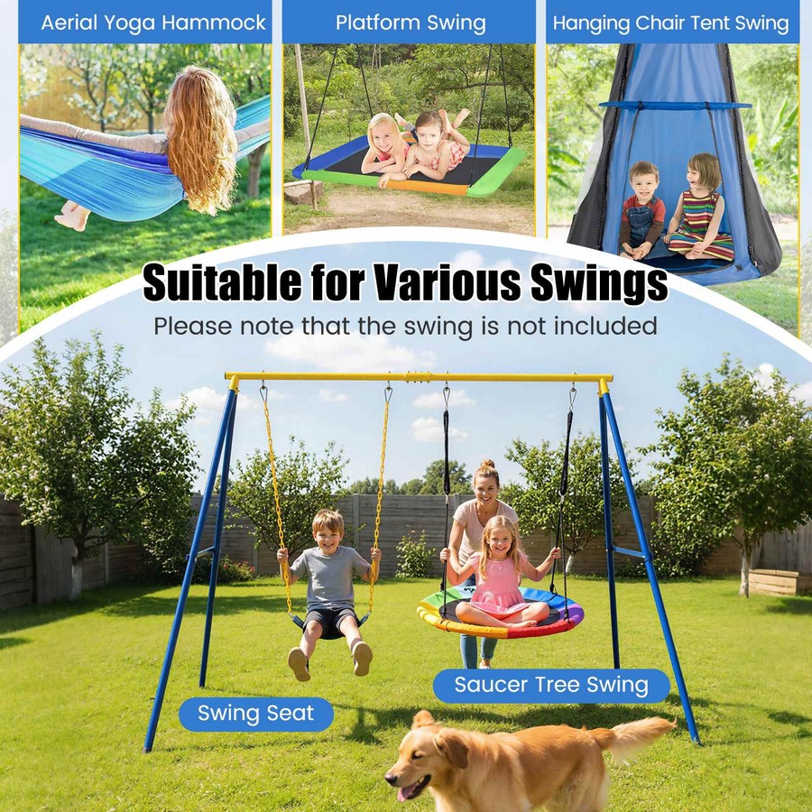 Costway 300kg Saucer Tree Swing Set Extra-Large 2 Seat Outdoor Heavy-duty Swing Hammock Chair Garden Backyard Playset
