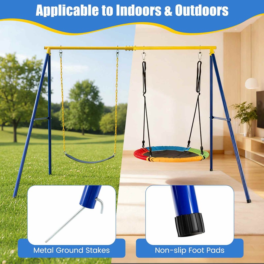 Costway 300kg Saucer Tree Swing Set Extra-Large 2 Seat Outdoor Heavy-duty Swing Hammock Chair Garden Backyard Playset