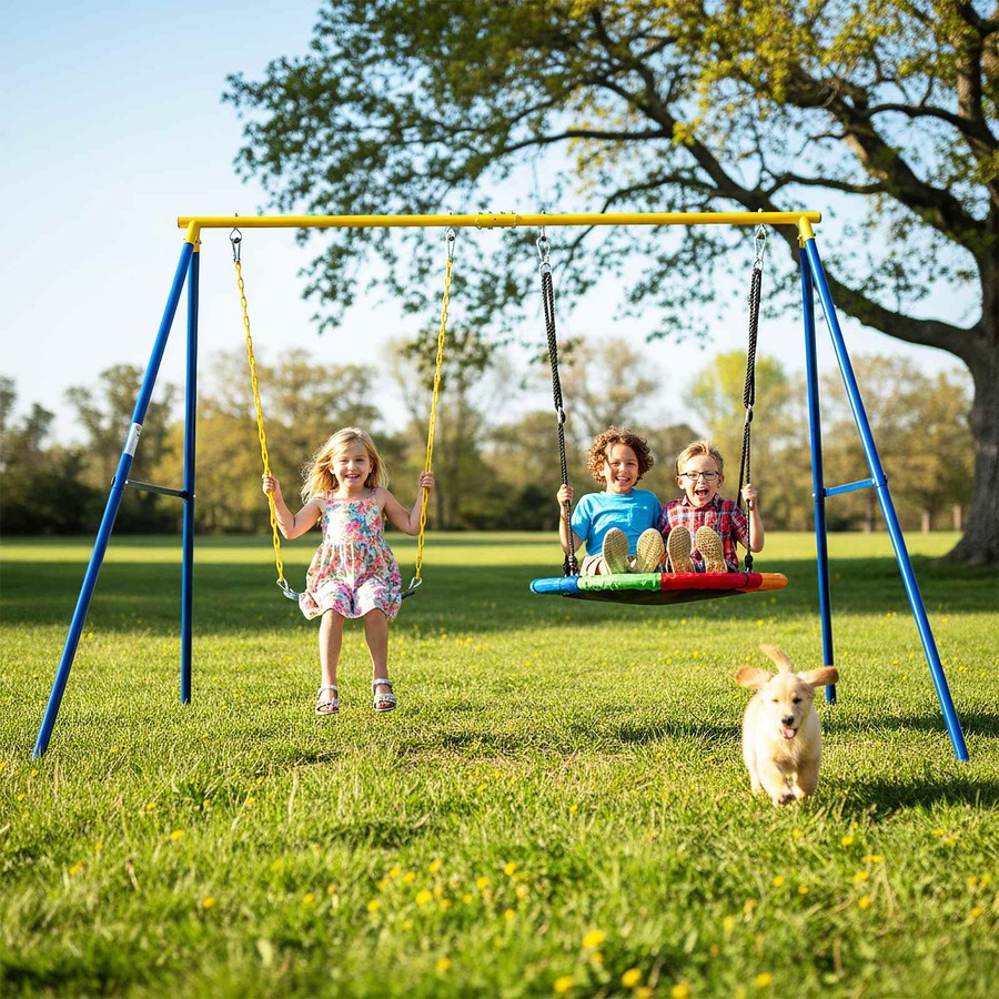 Costway 300kg Saucer Tree Swing Set Extra-Large 2 Seat Outdoor Heavy-duty Swing Hammock Chair Garden Backyard Playset