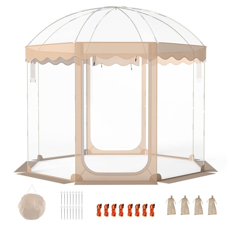 Costway 305x305CM Pop Up Bubble Tent All-Weather Waterproof Pod Instant Igloo Dome 540°Clear Sports View Shelter PVC