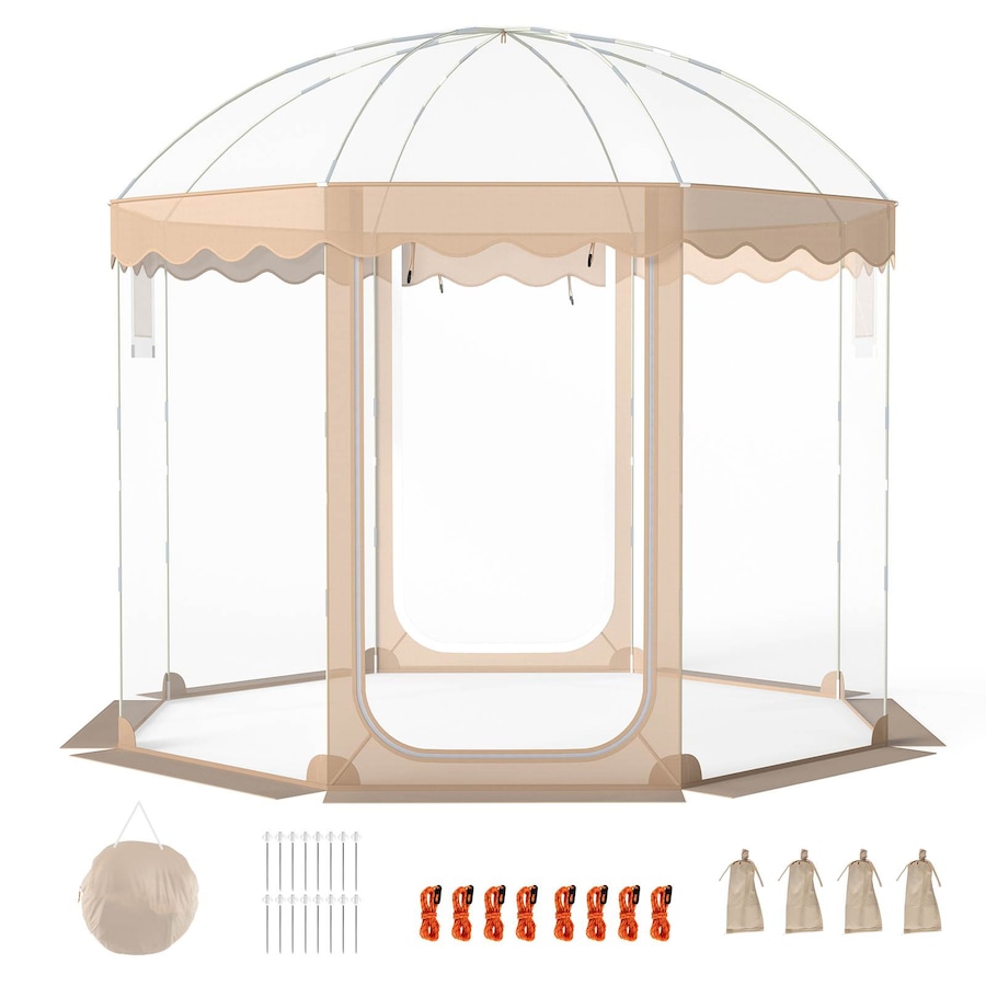 Costway 305x305CM Pop Up Bubble Tent All-Weather Waterproof Pod Instant Igloo Dome 540°Clear Sports View Shelter PVC