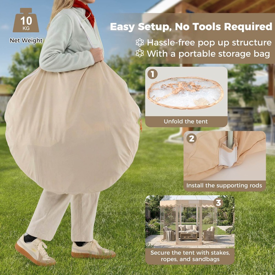 Costway 305x305CM Pop Up Bubble Tent All-Weather Waterproof Pod Instant Igloo Dome 540°Clear Sports View Shelter PVC