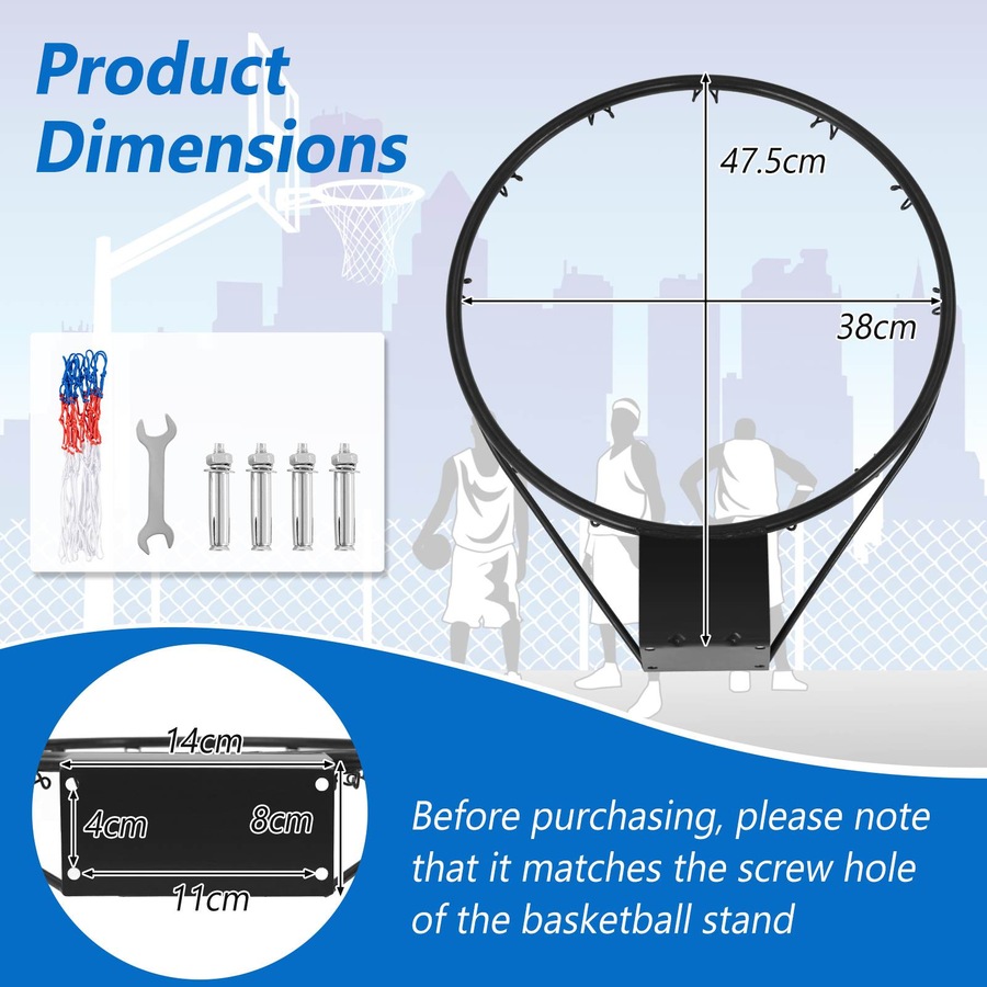Buy Costway 38CM Basketball Goal Rim Replacement Indoor Outdoor Wall ...