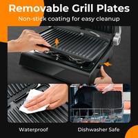 Costway 3in1 2000W Contact Grill Electric Panini Press Grill Sandwich Maker w/180-degree Opening Design/Nonstick Grill Plates/LED Display/4H Timer Black