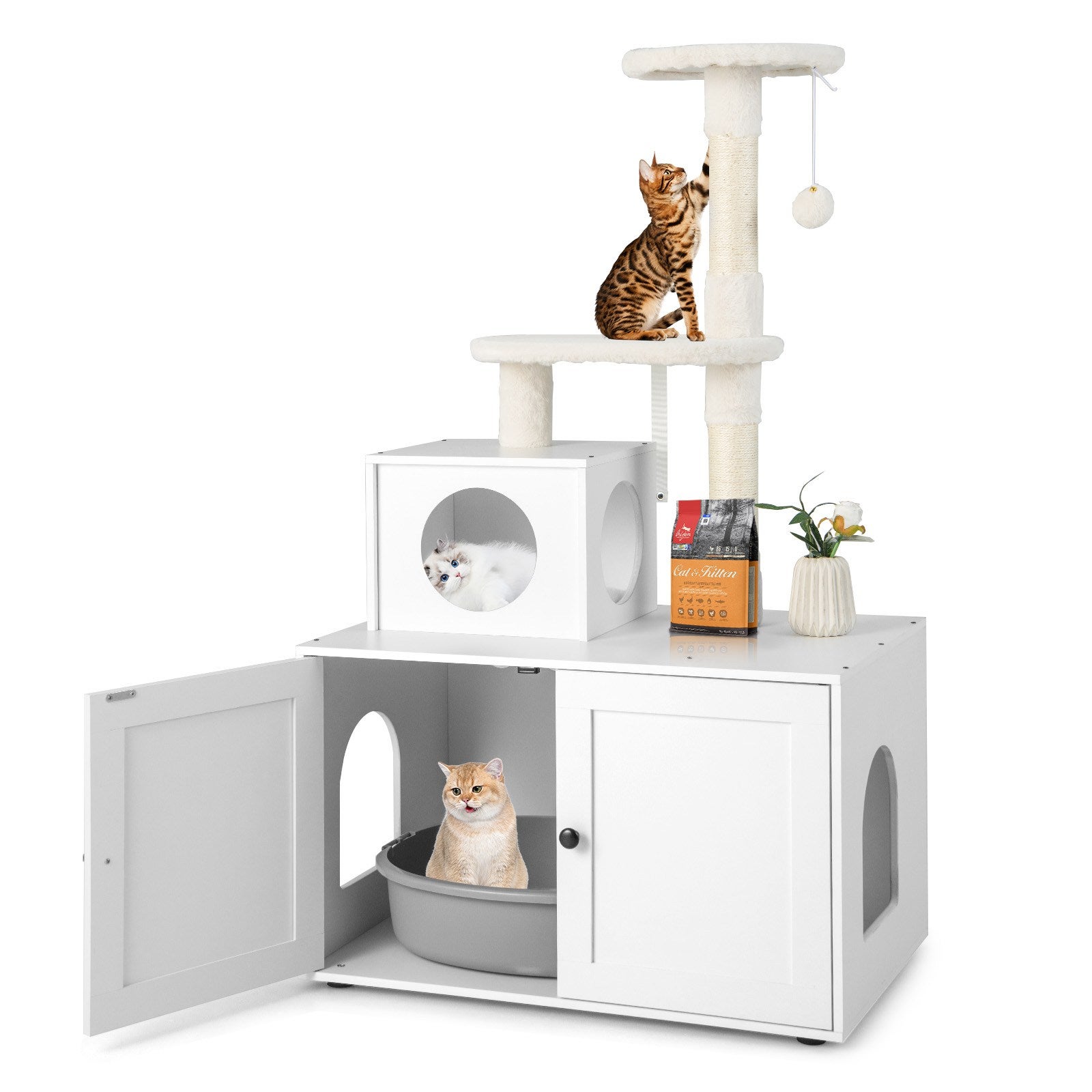 Buy Costway 3IN1 Cat Tree Tower Scratching Post Kitty Condo House