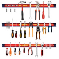 Costway 3PCs 46cm Tool Holder Bar Wall Mounted Metal Storage Tools Organizer Strip