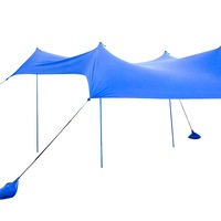 Costway 3x2.8M Pop Up Beach Shelter Tent UPF50+ Family Beach Sun Shade 6-7 Adults Beach Canopy w/Sandbags & Carry Bag,Blue