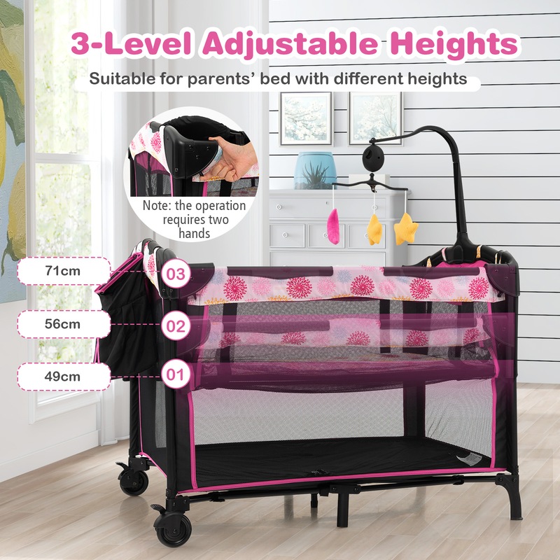Buy Costway 4IN1 Portable Travel Cot Adjustable Baby Portacot Bedside