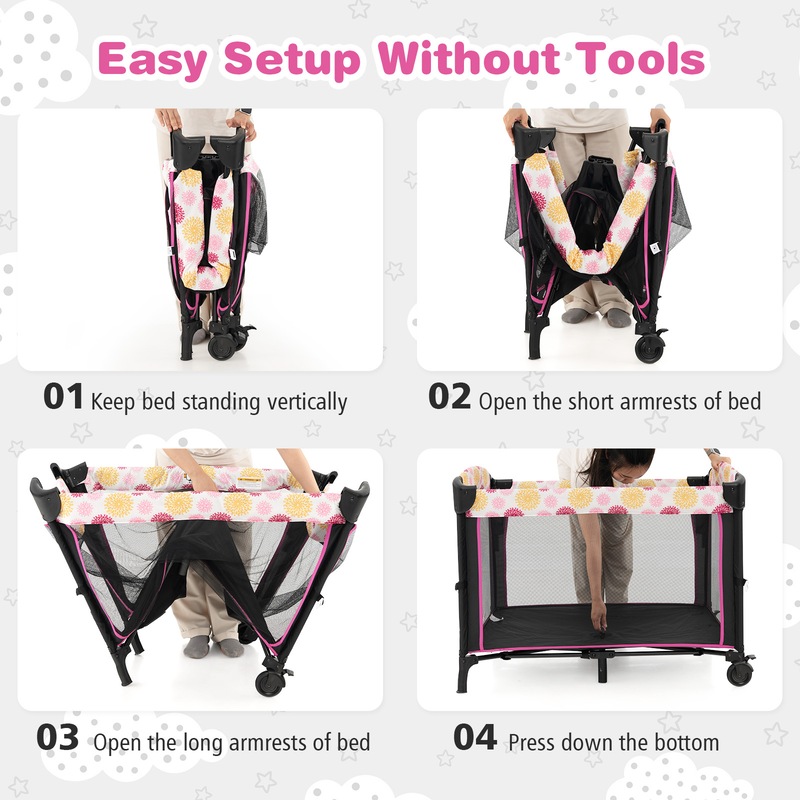 Buy Costway 4IN1 Portable Travel Cot Adjustable Baby Portacot Bedside