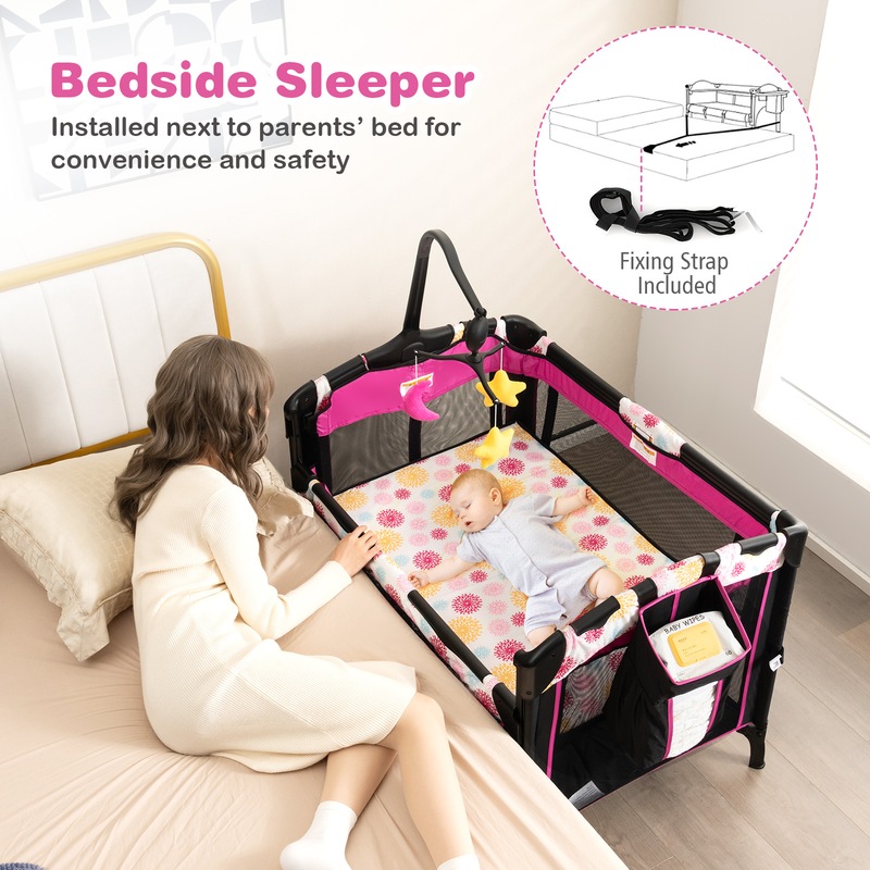 Buy Costway 4IN1 Portable Travel Cot Adjustable Baby Portacot Bedside