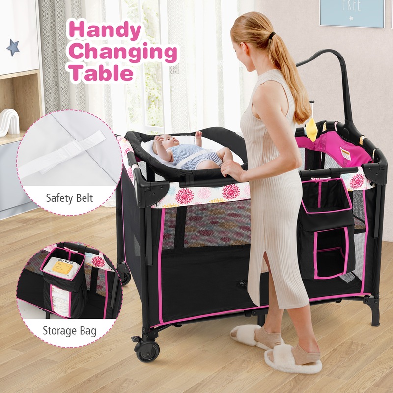 Buy Costway 4IN1 Portable Travel Cot Adjustable Baby Portacot Bedside