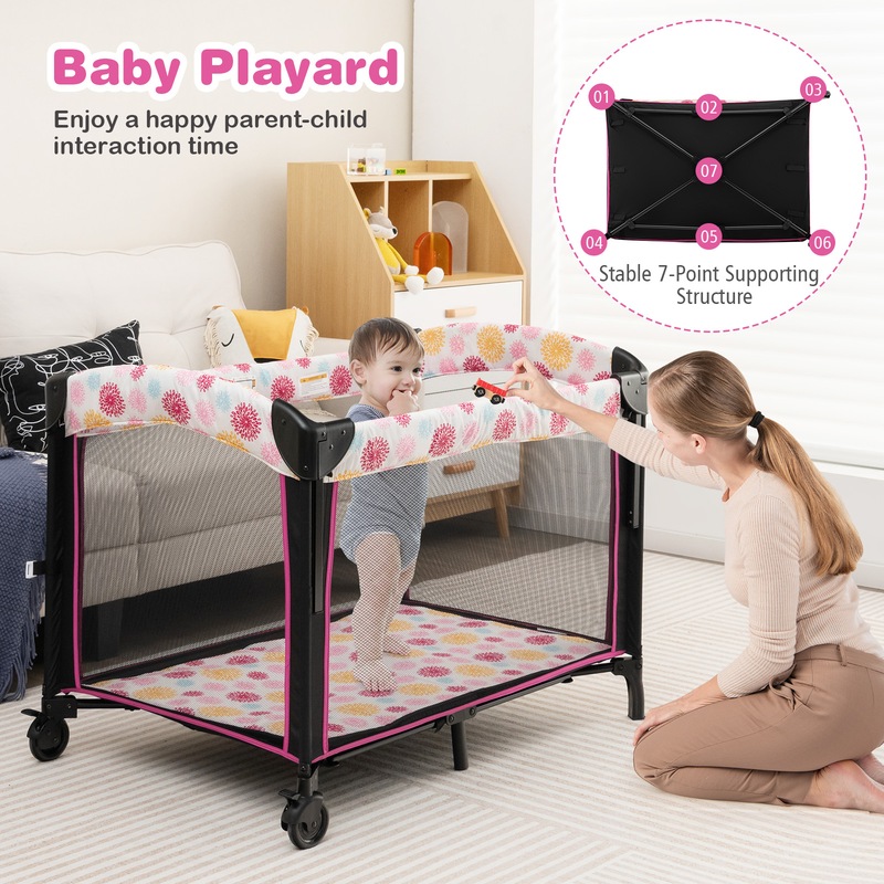 Buy Costway 4IN1 Portable Travel Cot Adjustable Baby Portacot Bedside