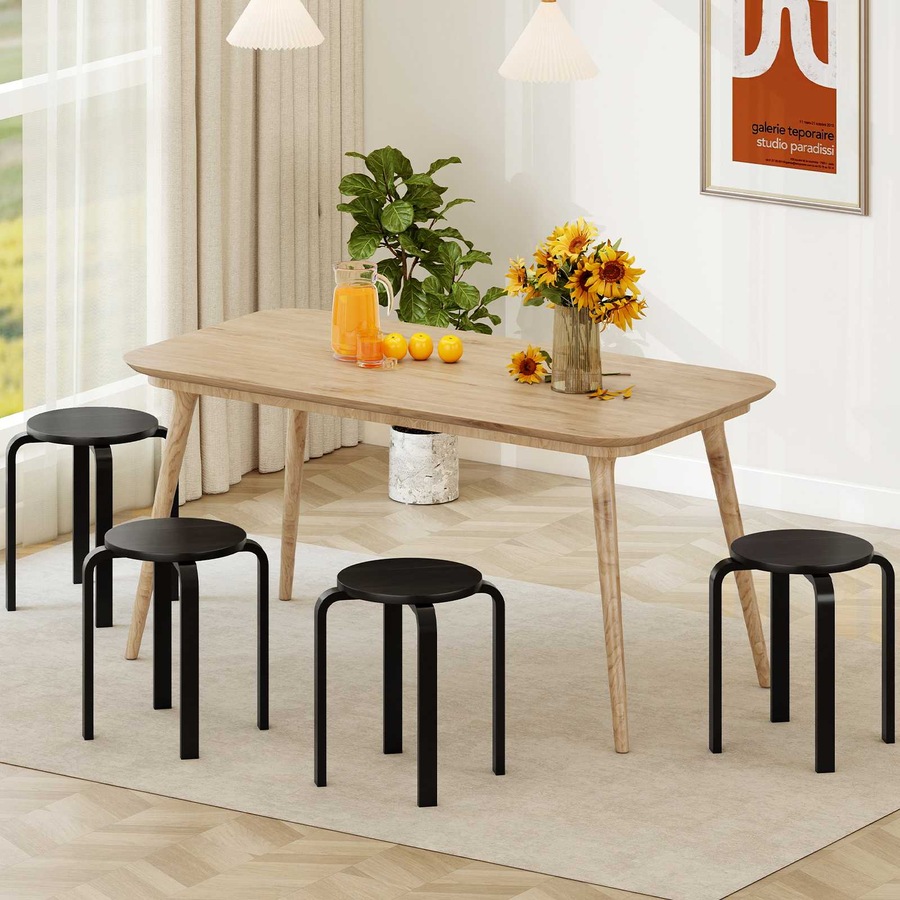 Backless Stackable Chair Buy Costway 4 Pcs Stacking Stool Round Dining Chair Backless Rest ...
