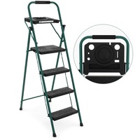 Costway 4-Step Foldable Ladder Step Stool Non-slip Tool Platform Storage Shelf Home Garage Painting Cleaning
