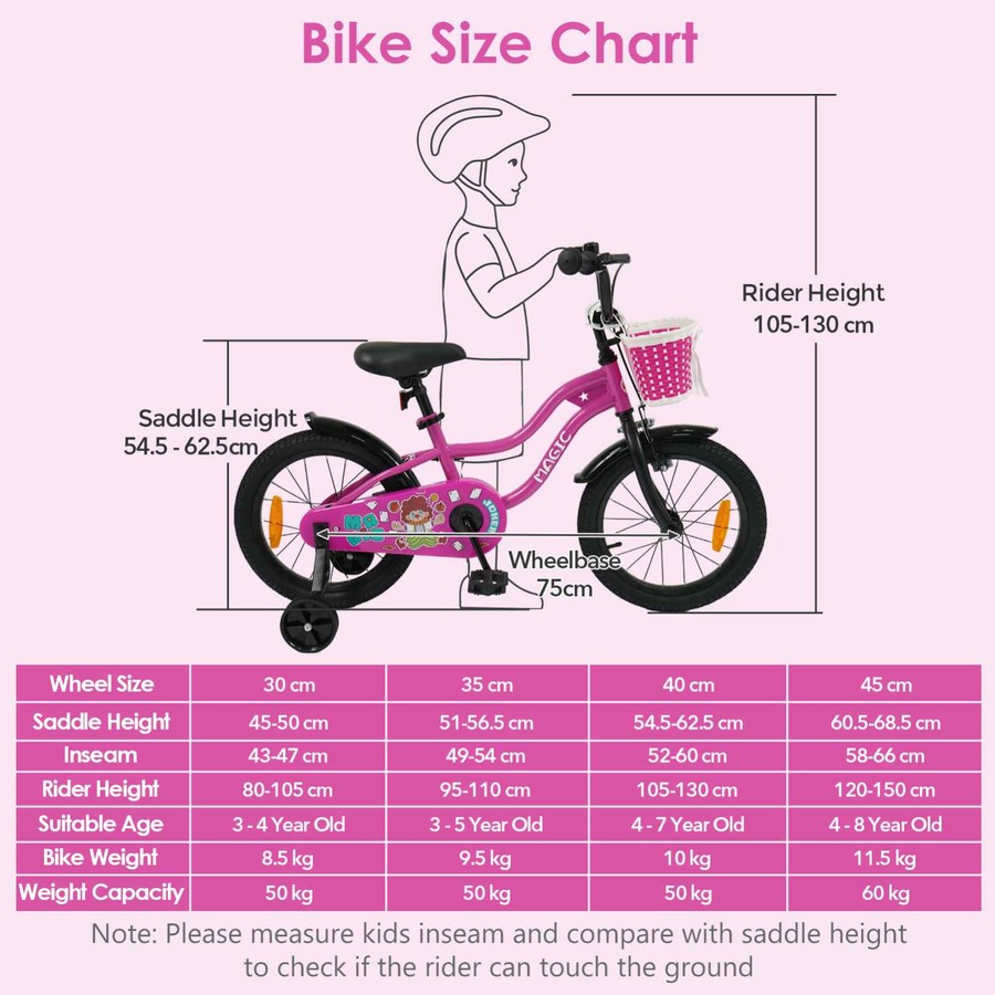 Costway 40cm Kid Bicycle Dual Brake Balance Bike Ride on w/Training Wheels Adjustable Seat & Handlebar Basket Rosy