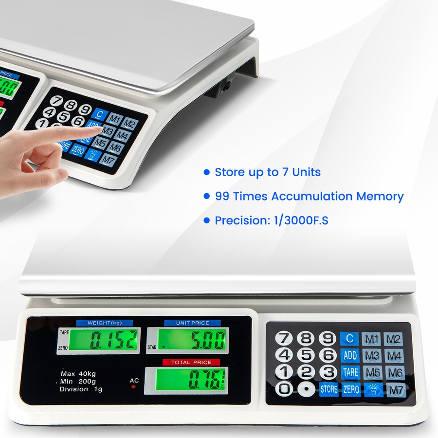 Costway 40kg Kitchen Digital Weight Scale Commercial Electronic Scale w/LCD Display Shop Market Kitchen