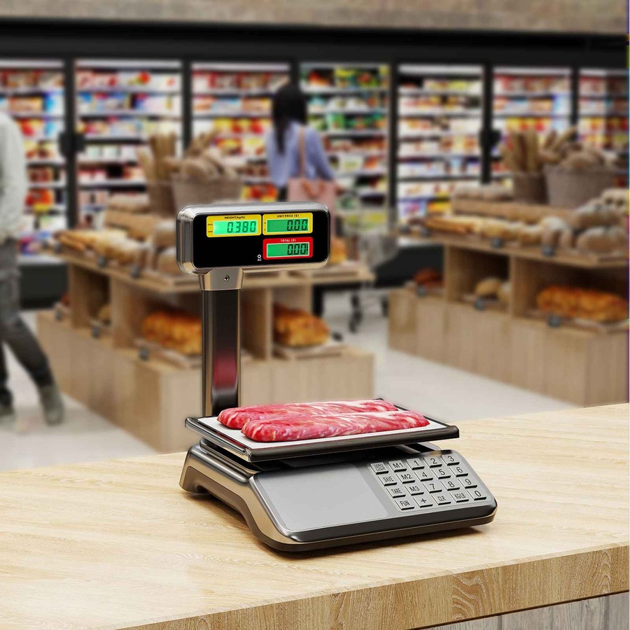 Costway 40kg Price Computing Scale Commercial Food Scale Electronic Digital Weight Scale w/Pole LCD Display Shop Market