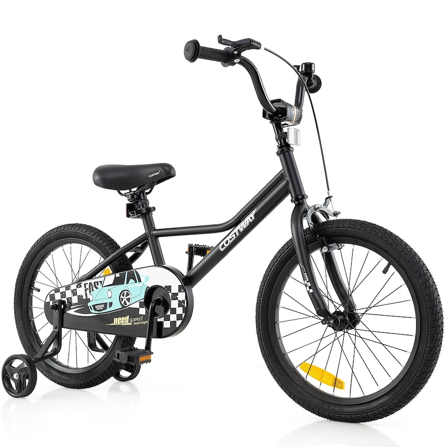 Costway 45 cm Bicycle w/Removable Training Wheels Bike for 3-8 Years Old Boys & Girls Black