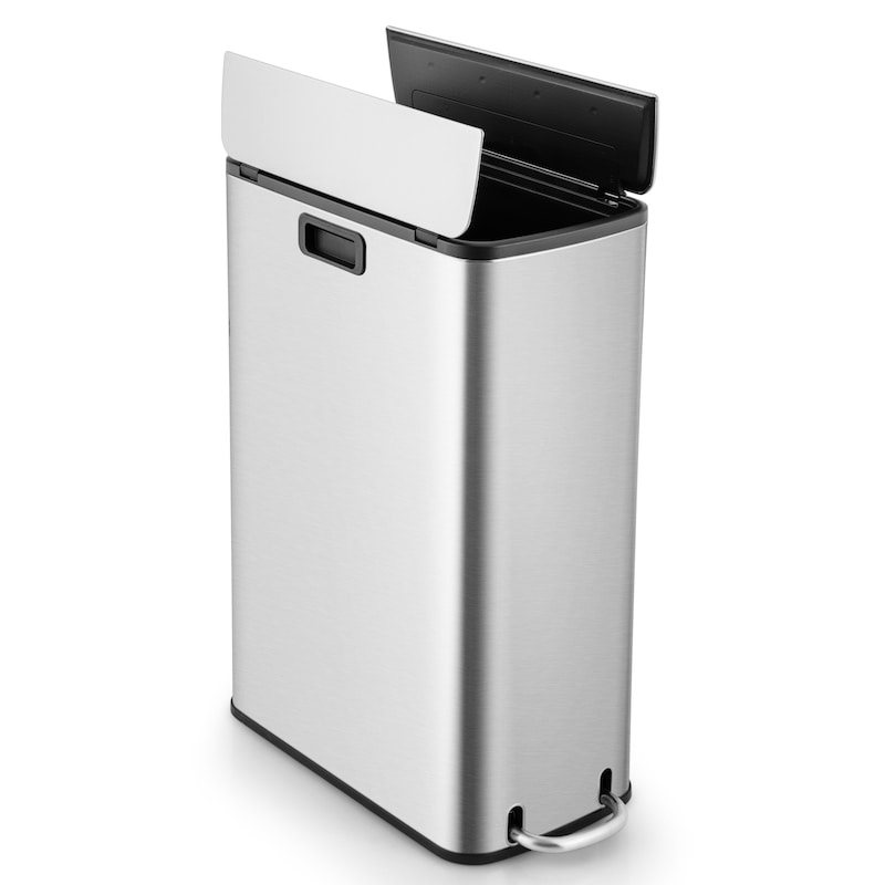 Buy Costway 46L Stainless Steel Step Garbage Can Trash Bin Waste Bin ...