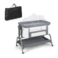 Costway 4in1 Cot Bed Mobile Bedside Sleeper Portacot Cradle w/Storage Basket, Black