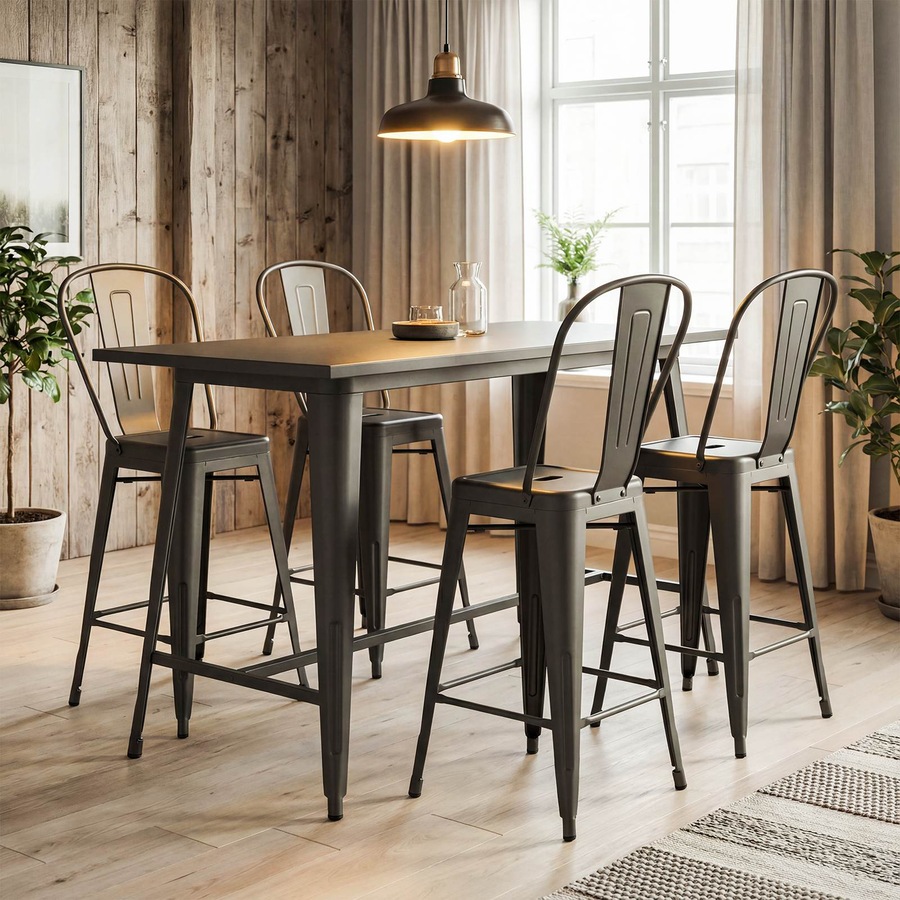 Buy Costway Detachable 4x Metal Bar Stool 62cm Counter Height Barstool ...