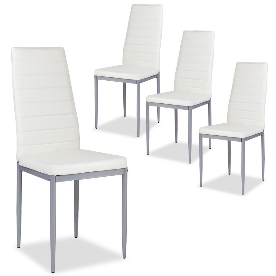 Costway 4x PVC Leather Dining Chairs Upholstered Armless Seat White