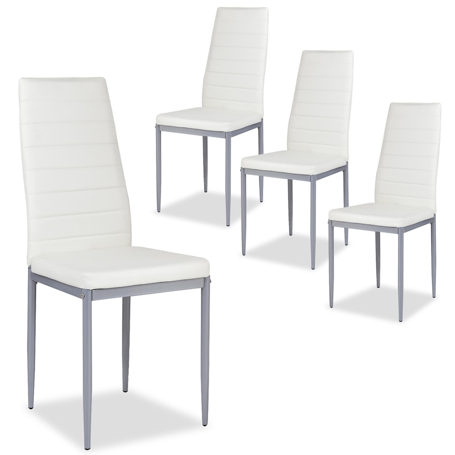 Costway 4x PVC Leather Dining Chairs Upholstered Armless Seat White
