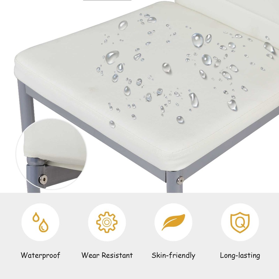 Costway 4x PVC Leather Dining Chairs Upholstered Armless Seat White