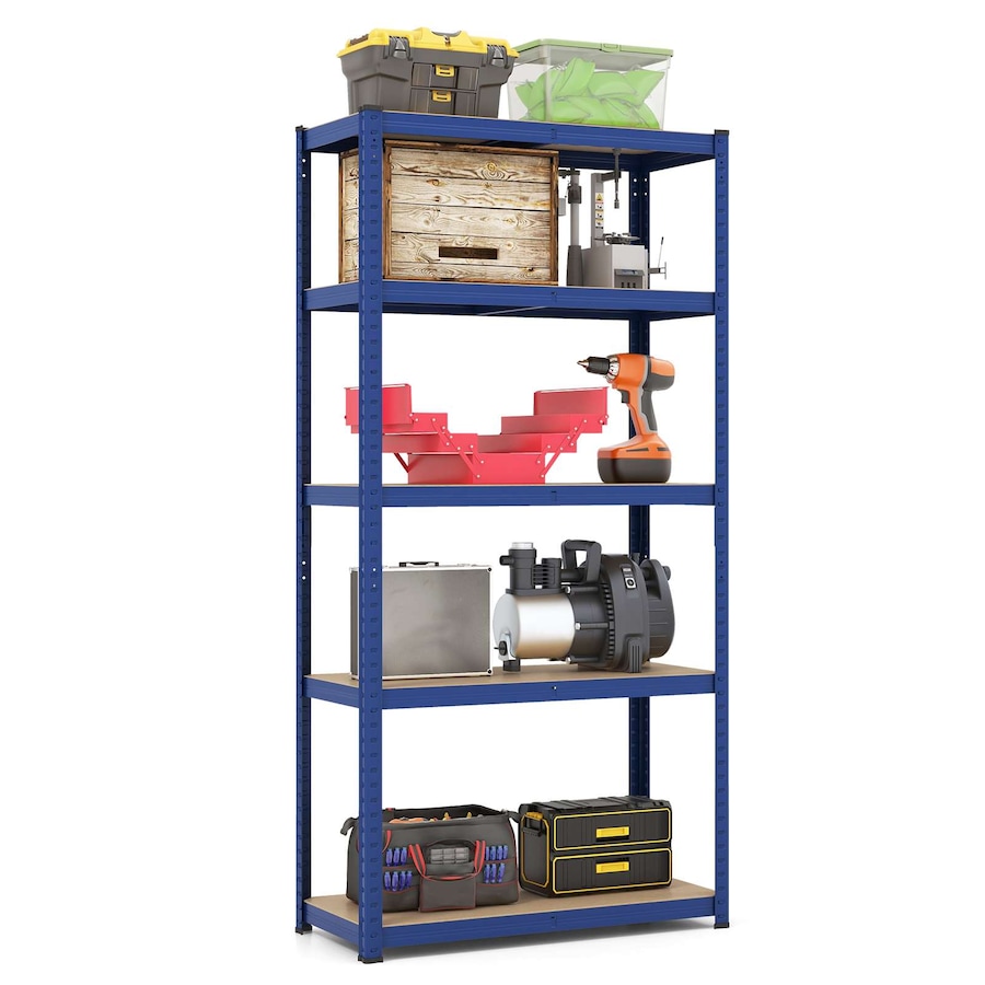 Costway 5-Tier 90x180cm Heavy Duty Metal Shelving Unit Adjustable Garage Storage Utility Shelves Blue