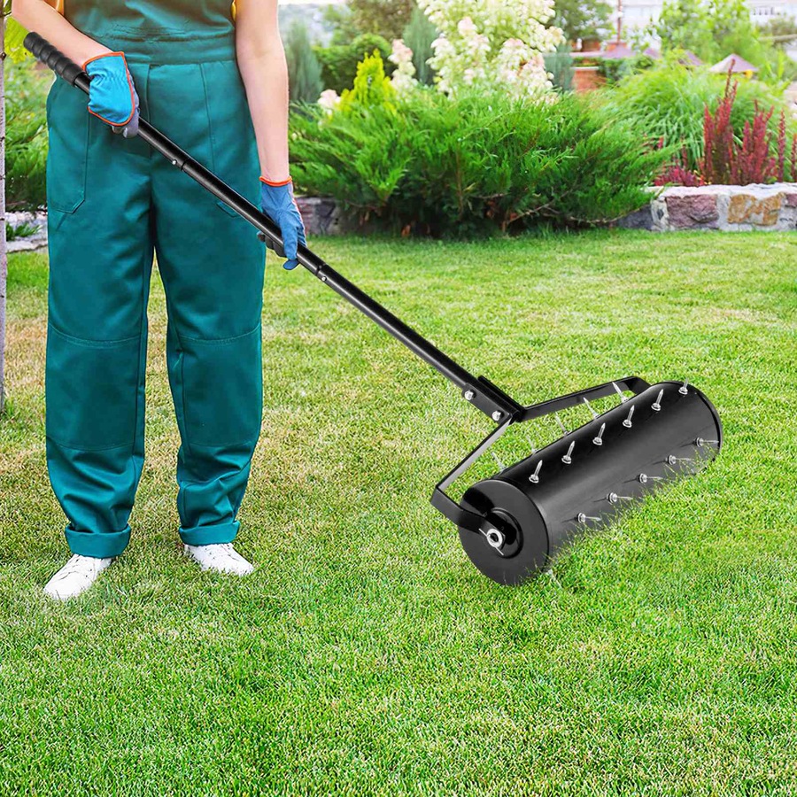 Buy Costway 53cm Lawn Aerator Roller Scarifier Fillable Rolling Steel ...
