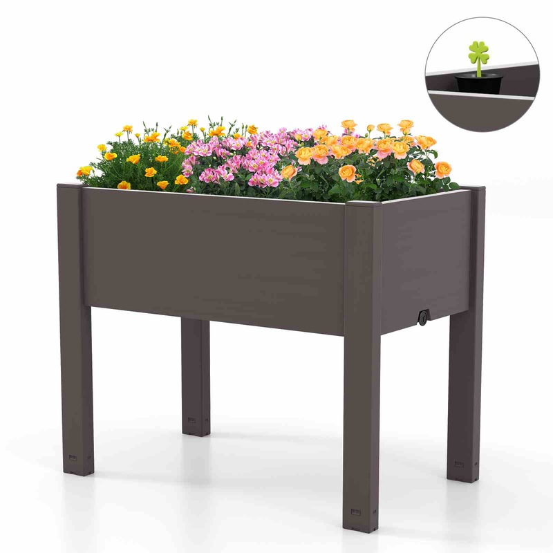 Buy Costway 53L Raised Garden Bed Elevated Planter Box Outdoor Flower ...