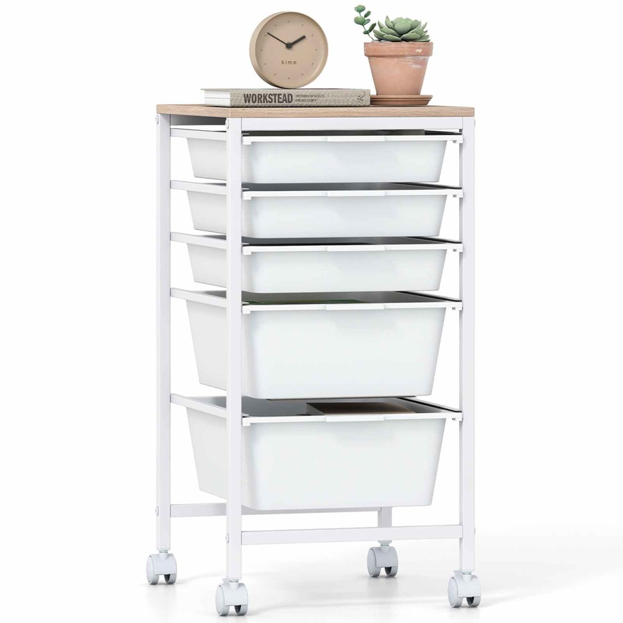 Lockable File Carts Buy Costway 5Drawer Rolling Storage Cart Trolley Utility File Paper ...