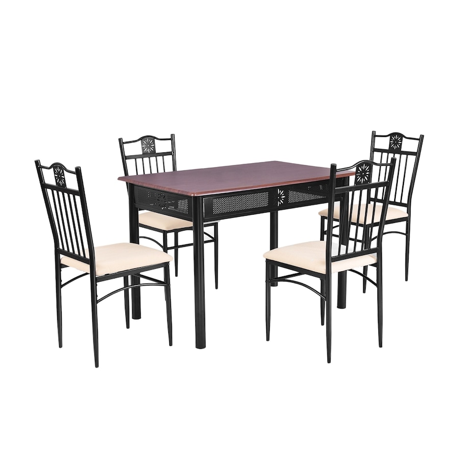 Costway 5PCS Dining Table & Chairs Kitchen Bistro Furniture Set w/4 Upholstered Chair