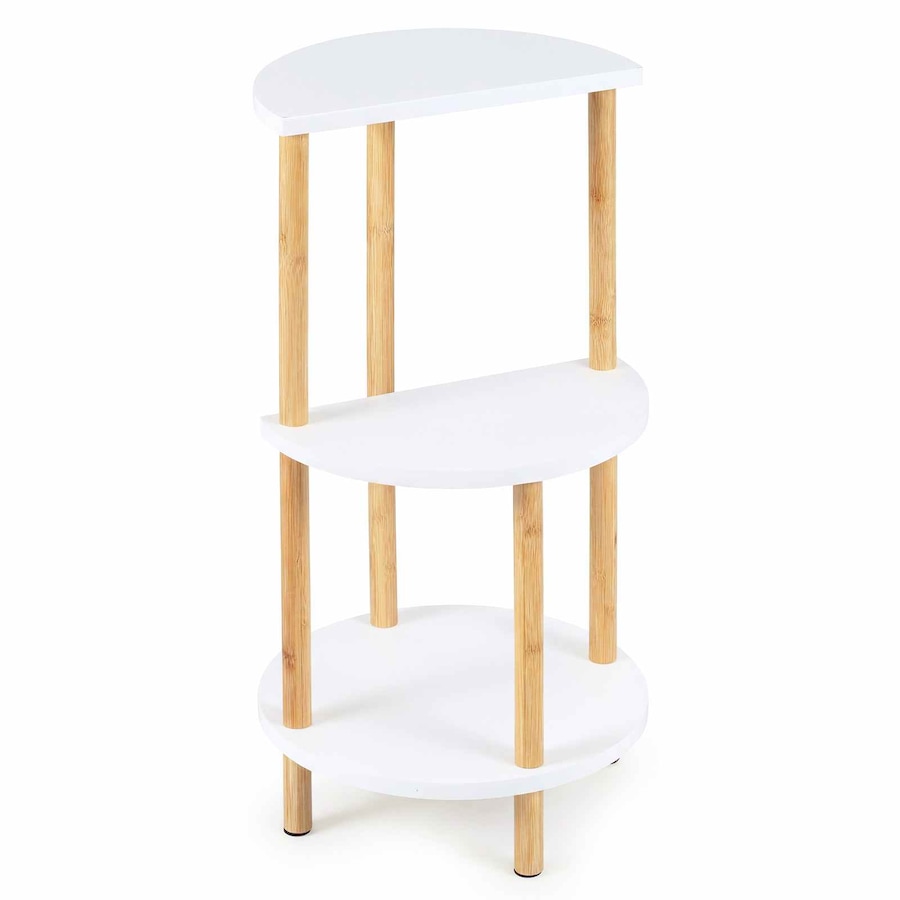 Costway 60.5cm Round Side End Tables 2x 3Tier Compact Nightstand Bamboo Storage Bookshelf Accent Sofa Corner Coffee Table