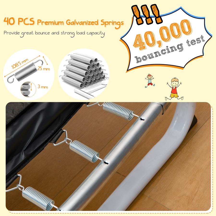 Costway 3-in-1 Trampoline/Swing/Horizontal Bar w/Enclosure Security Net Pad Indoor Outdoor Jumping Fun Yellow