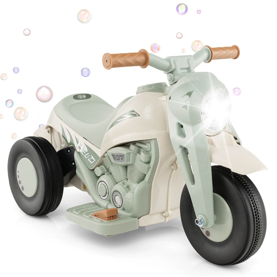 Costway 6V Bubble Car Electric Ride on Motorcycle Outdoor Motorbike Play Toy w/Bubble Maker Boys & Girls Gift Beige
